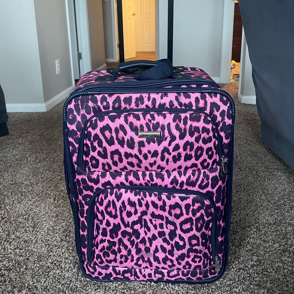 LIKE NEW super cute leopard carry on